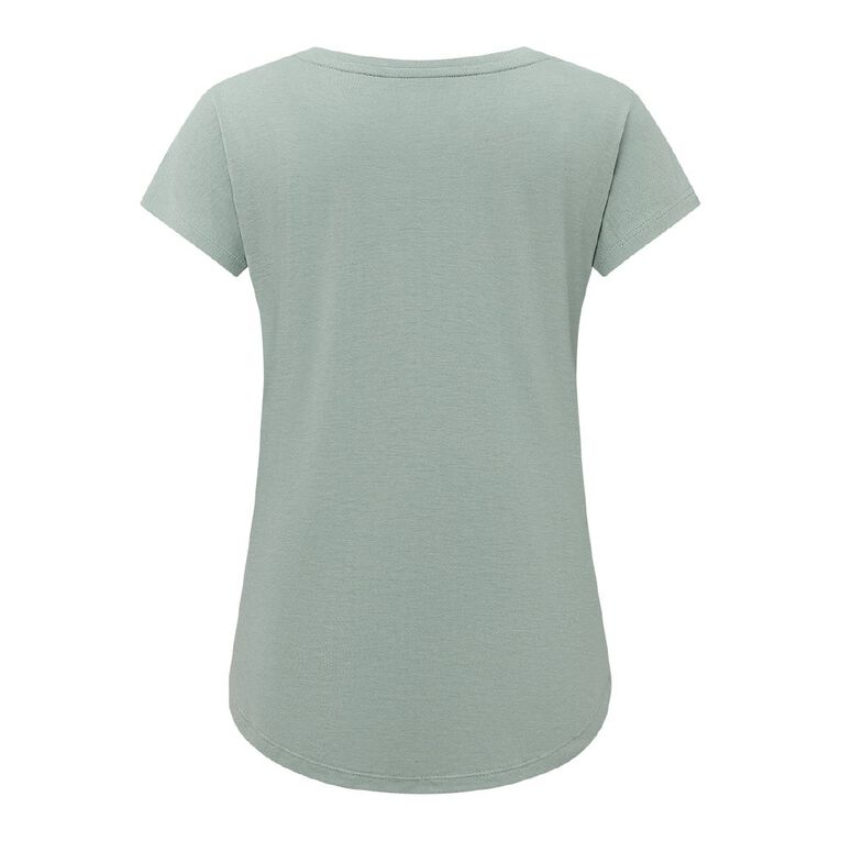 H&H Women's Short Sleeve Print Tee, Green Light, hi-res
