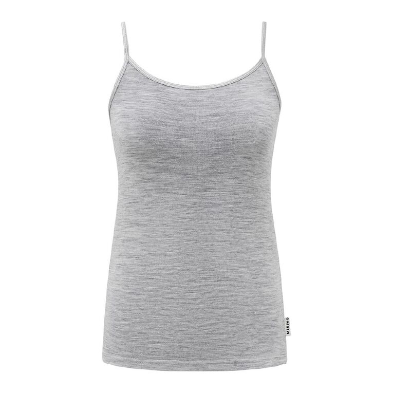 H&H Women's Merino Thermal Singlet, Grey Marle, hi-res
