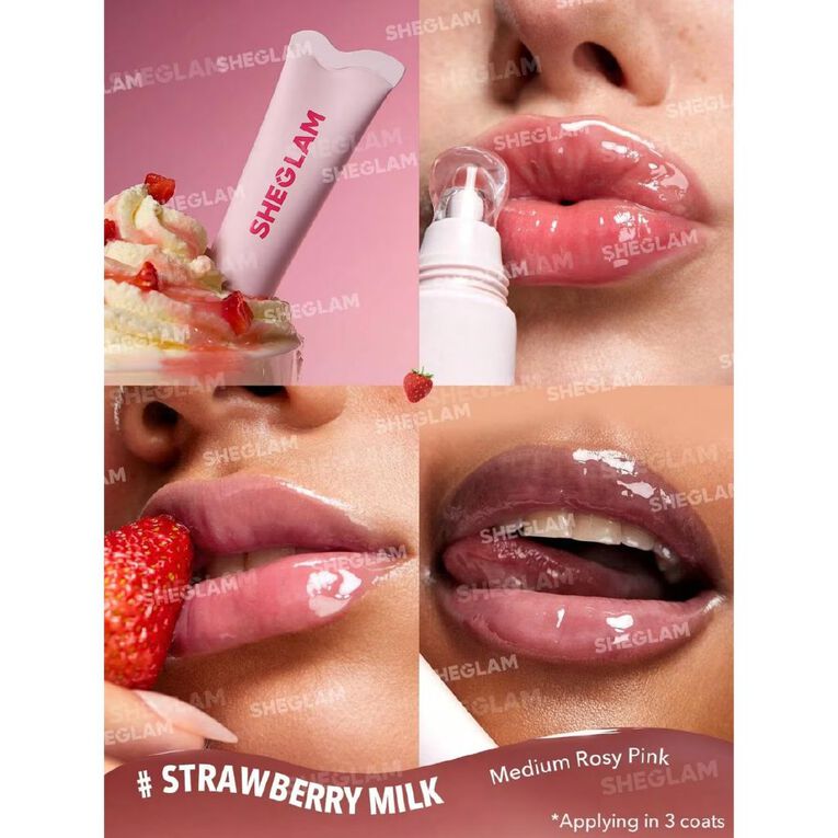 Sheglam Crystal Glaze Moisturizing Lip Care Strawberry Milk 10ml, , hi-res