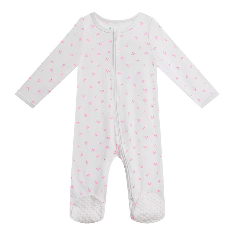 Young Original Babies' Zip-Thru Footed All-in-One, White, hi-res