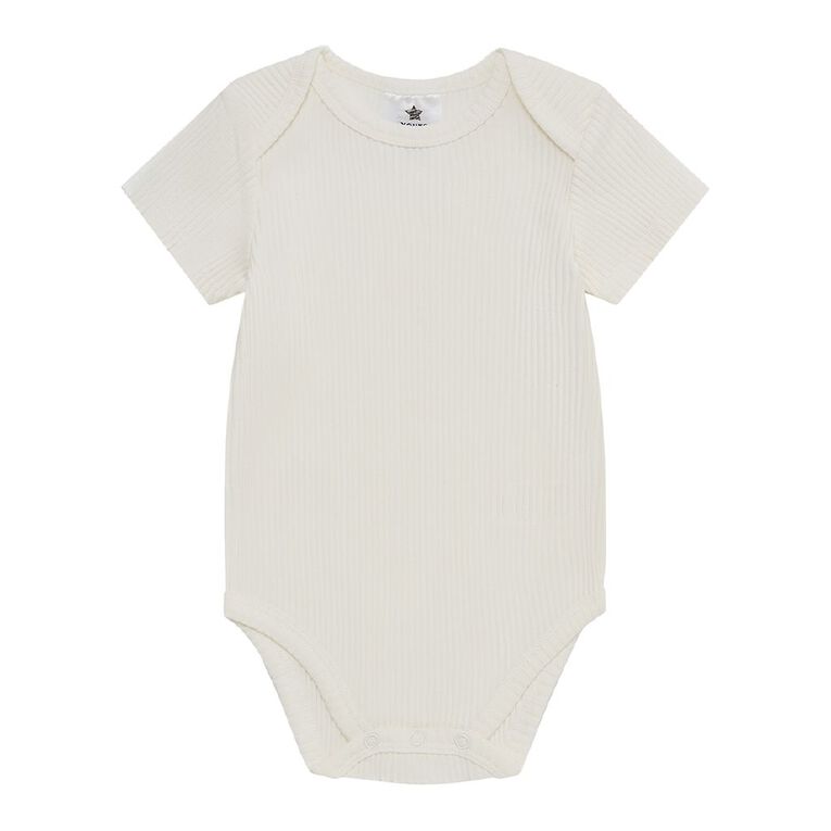 Young Original Babies' Short Sleeve Rib Bodysuit 3 Pack, Brown Light, hi-res