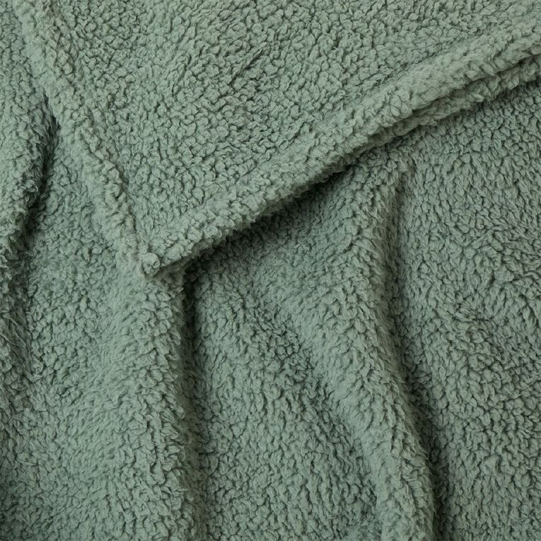 Living & Co Teddy Throw Green Light 127cm x 152cm, Green Light, hi-res
