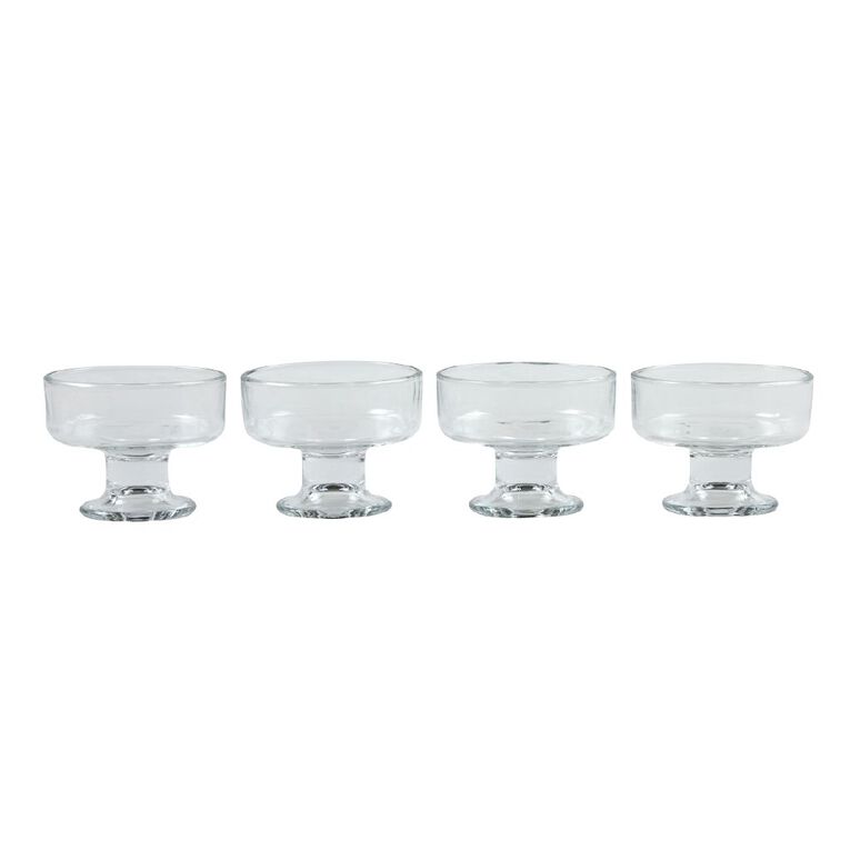Living & Co Footed Glass Dessert Bowl Clear 4 Pack, , hi-res