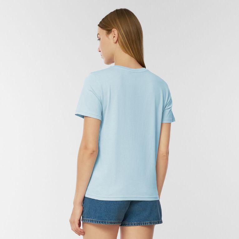 H&H Women's Short Sleeve Cotton Crew Neck Tee, Blue Mid, hi-res