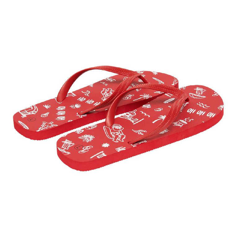 H&H Men's Christmas Jandals, Red, hi-res