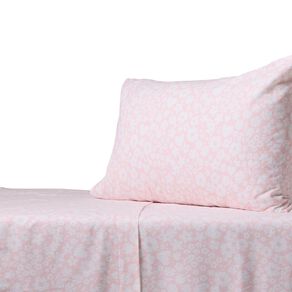 Living & Co Kids Cotton Flannelette Sheet Set Flower Pink Single