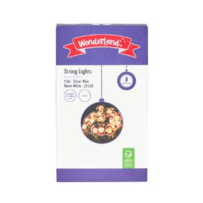 Wonderland Christmas Battery String Lights 20 Warm White LEDs 30cm