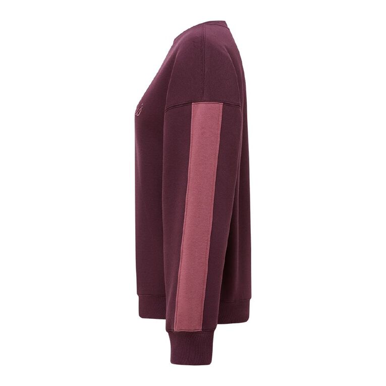 H&H Women's Wide Stripe Crew, Red Dark, hi-res