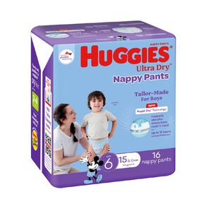 Huggies Boys' Convenience Junior Ultra Dry Pants Size 6 15+kg 16 Pack