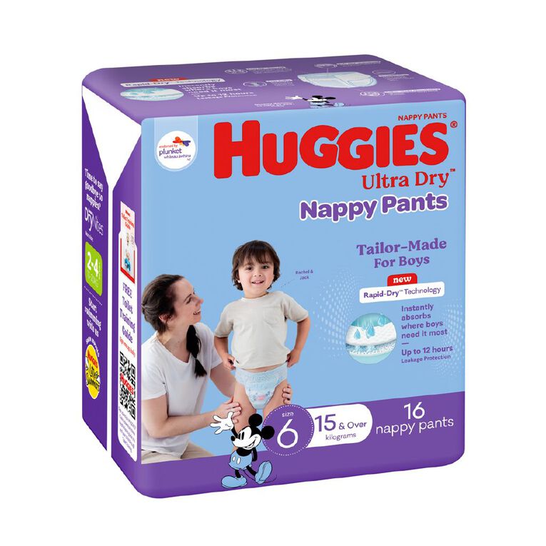 Huggies Boys' Convenience Junior Ultra Dry Pants Size 6 15+kg 16 Pack, , hi-res