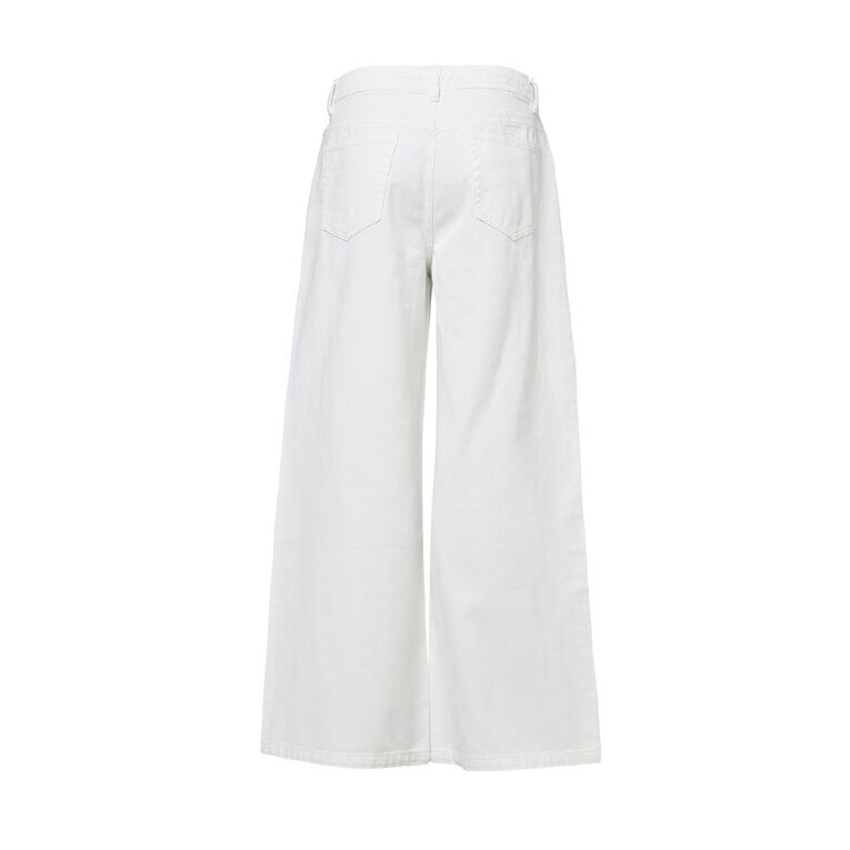 H&H Women's Mid Rise Wide Leg Belt Jeans, White, hi-res