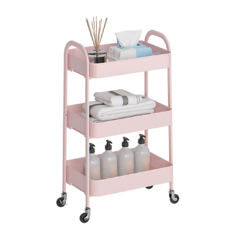 Living & Co Eva 3 Tier Metal Trolley Pink, , hi-res
