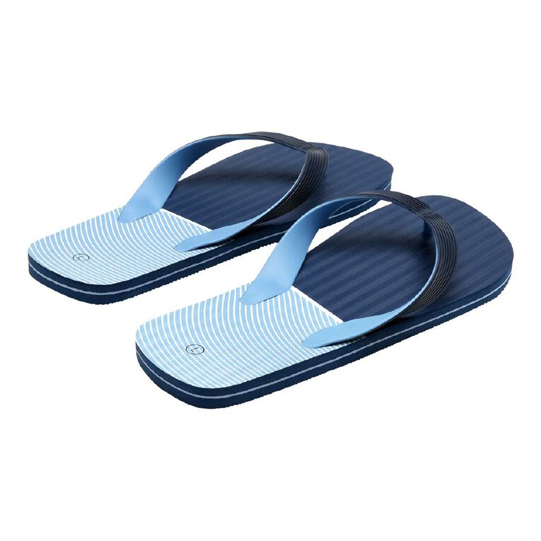 H&H Men's Double Plug Jandals, Blue, hi-res