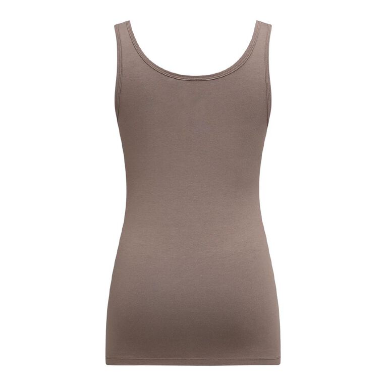 H&H Essentials Women's Stretch Cotton Longline Tank, Brown Light, hi-res