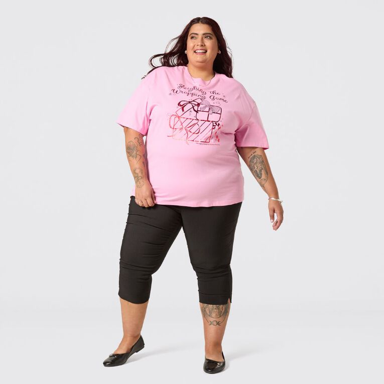 H&H Women's Curve Graphic Christmas Tee, Pink Mid, hi-res