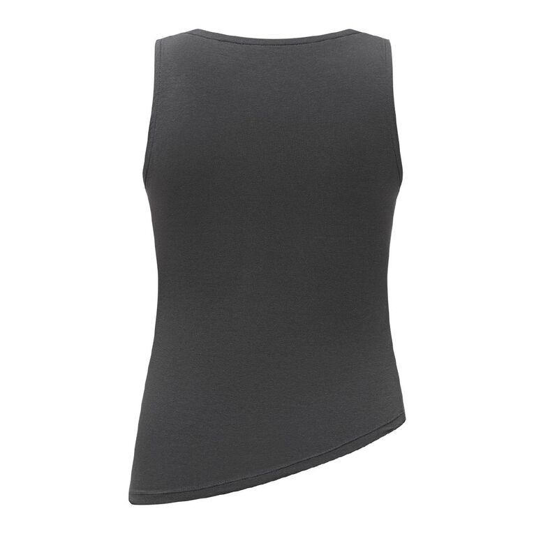 H&H Women's Contour Assymetric Hem Tank, Grey Dark, hi-res