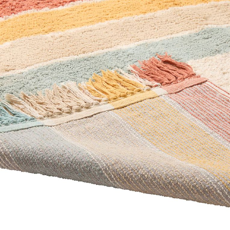 Living & Co Kids Rainbow Tufted Rug 100 x 120cm Multi-Coloured 100 x 120, , hi-res