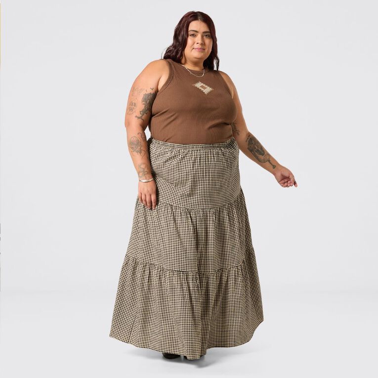 H&H Curve Women's Tier Boho Maxi Skirt, , hi-res