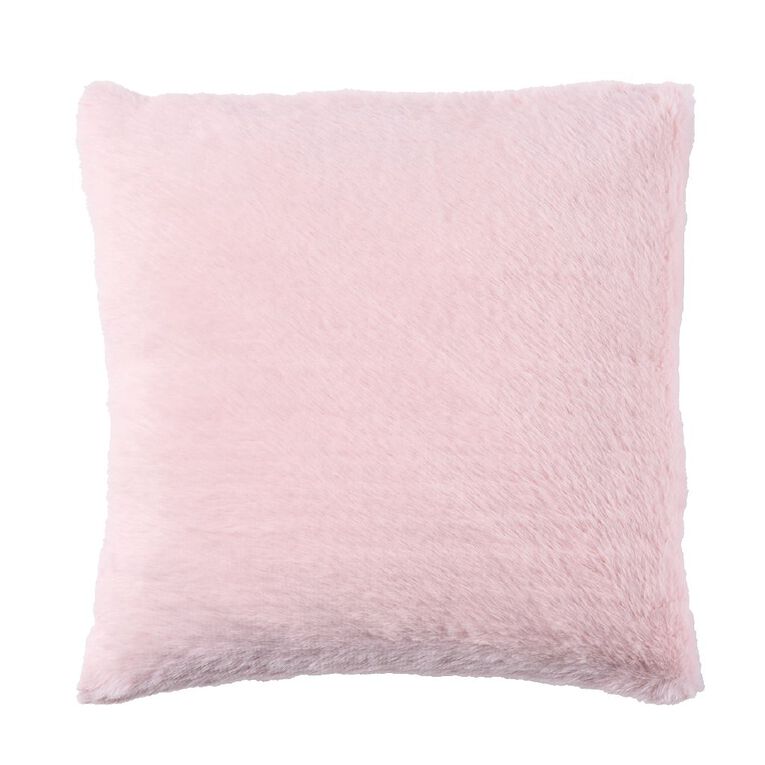Living & Co Cushion Faux Fur Bunny Pink 43cm x 43cm, , hi-res