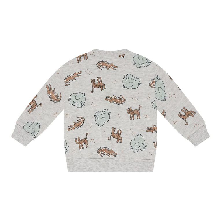 Young Original Babies' Crew Printed Sweatshirt, Grey Light, hi-res