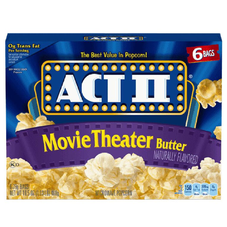 Act II Movie Theatre Microwave Popcorn 6 Pack, , hi-res