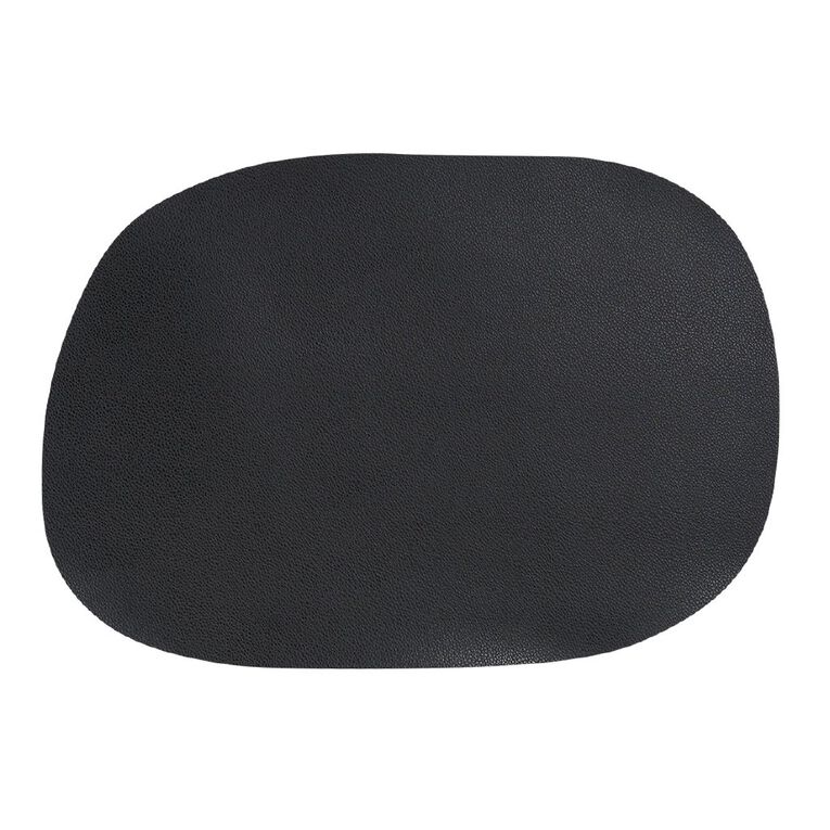 Living & Co Oval Faux Leather Placemat Black, , hi-res