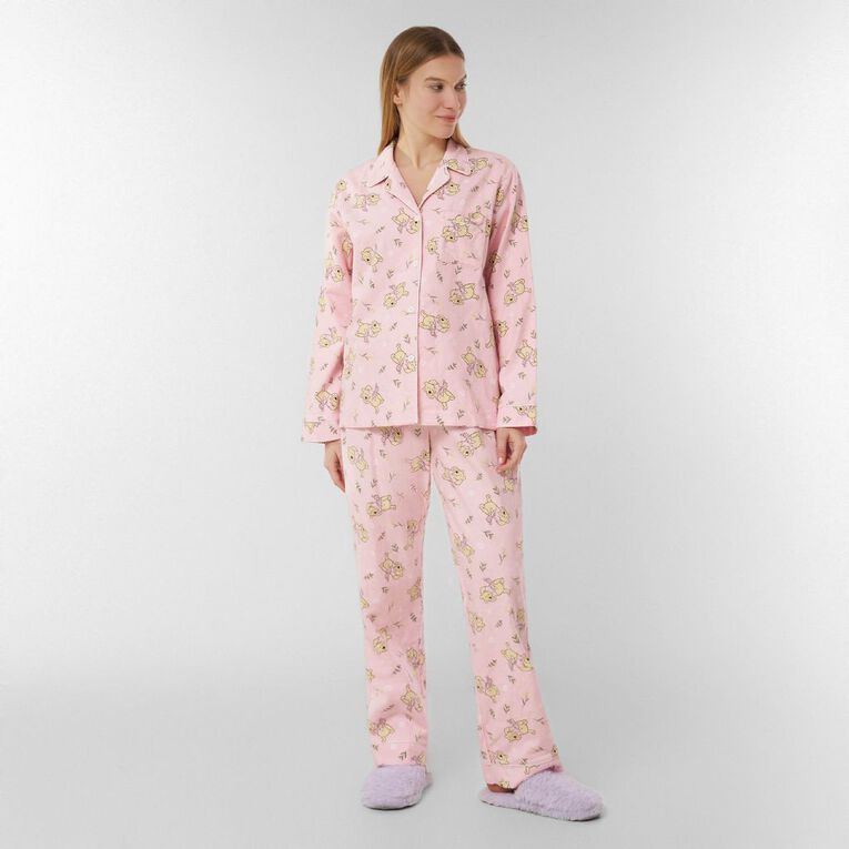 Winnie the Pooh Women's Flannelette Button Up Pyjama Set, Pink Light, hi-res