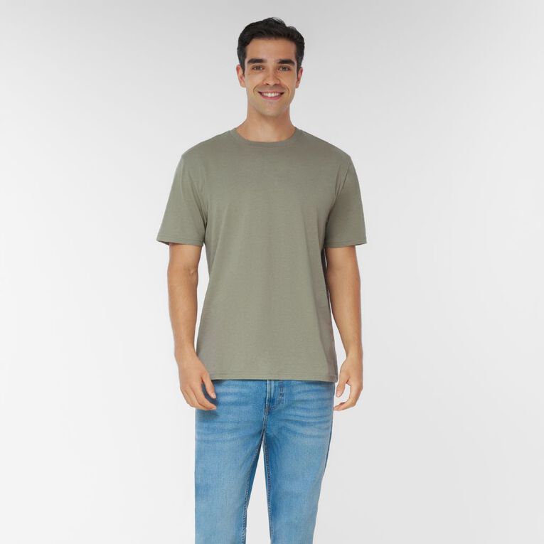 H&H Men's Regular Fit Plain Tee, Green Mid, hi-res