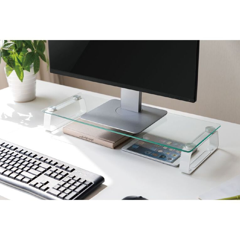 Bracom Universal Tabletop Monitor Riser Glass Top, , hi-res