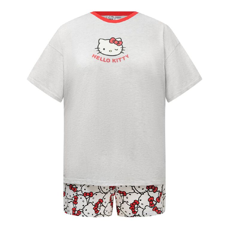Hello Kitty Plus Size Boxy T-Shirt and Short Pyjama Set, Grey Light, hi-res