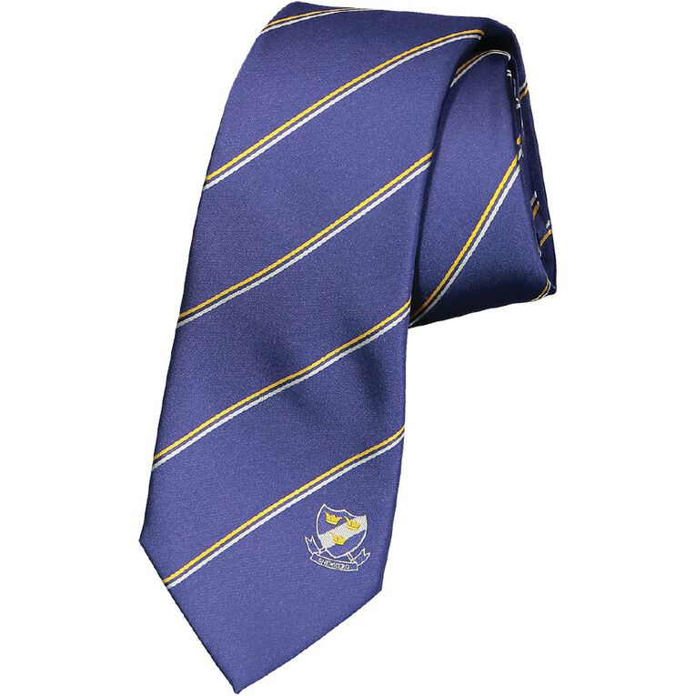Schooltex Onewhero Strip Tie with Logo, Navy, hi-res