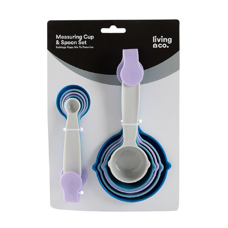 Living & Co Measuring Cup & Spoon Set Multi-Coloured, , hi-res