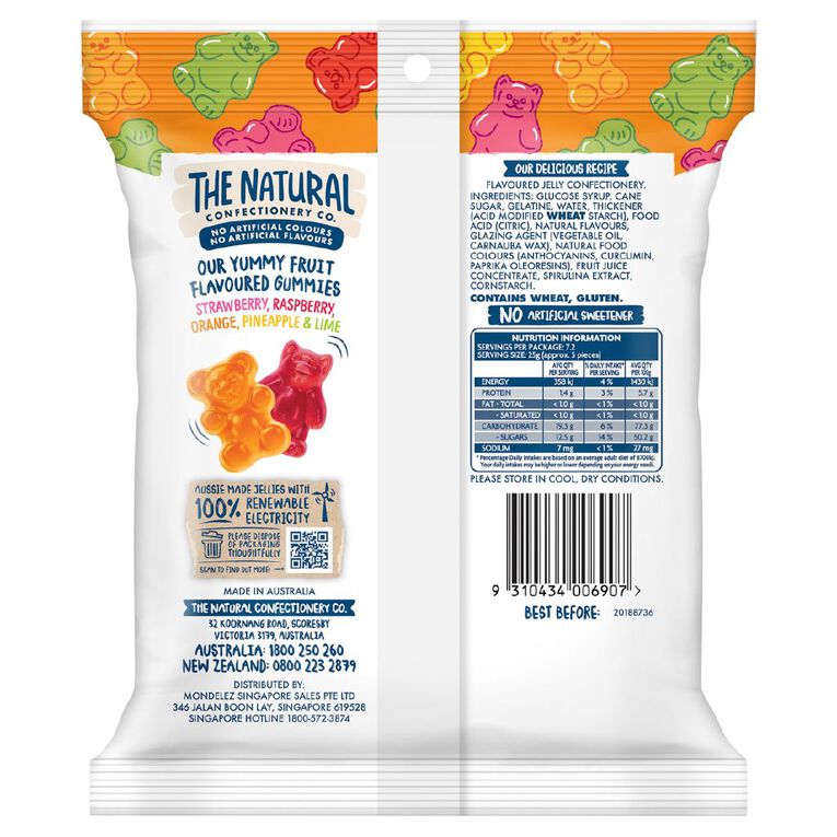 The Natural Confectionery Co. Gummy Bears 180g, , hi-res