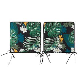 Living & Co Outdoor Chairpad 2 Pack Flora Green Dark 40cm x 40cm