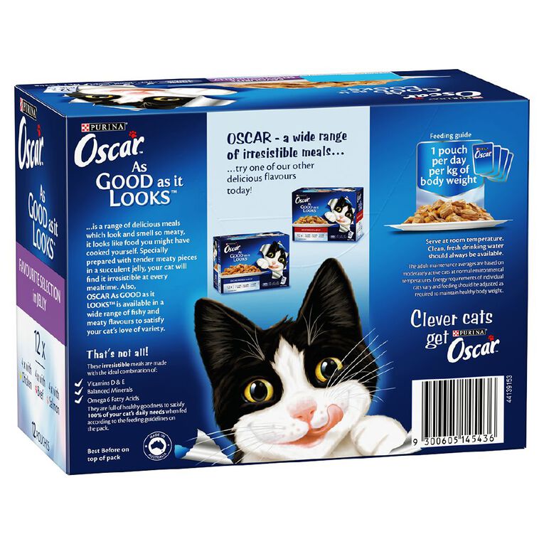 Oscar Adult Favourites Selection Jelly Wet Cat Food Pouch 12 x 85g, , hi-res