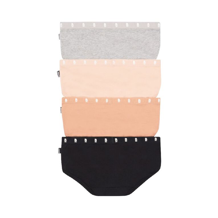 B FOR BONDS Women's Boyleg Briefs 4 Pack, Black B FOR BONDS Women's Boyleg Briefs 4 Pack, Black, hi-res