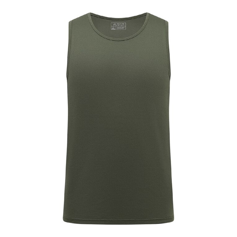 Active Intent Men's Cooldry Singlet, Green Mid, hi-res