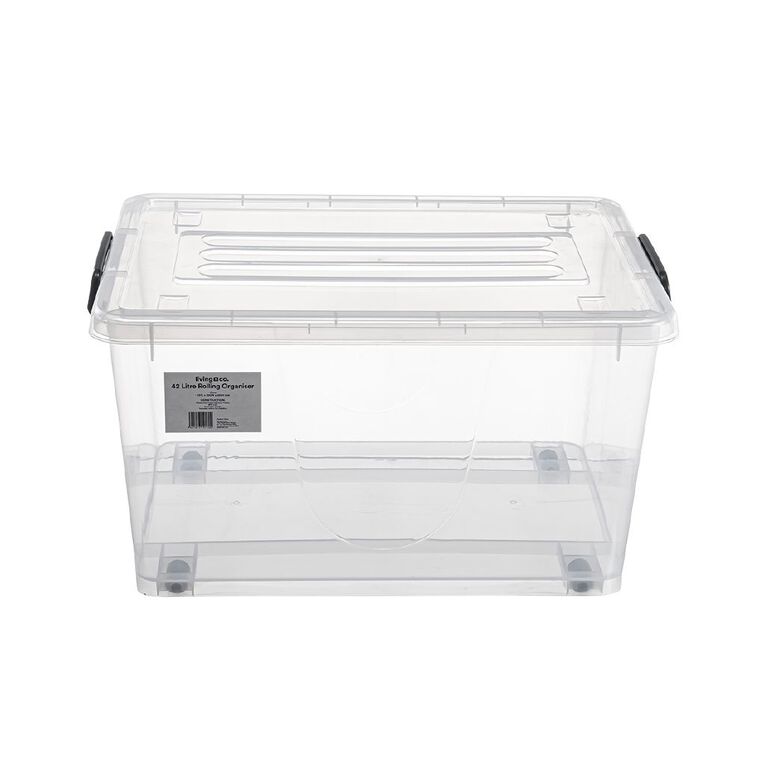 Living & Co Rolling Organiser 42L Clear, , hi-res