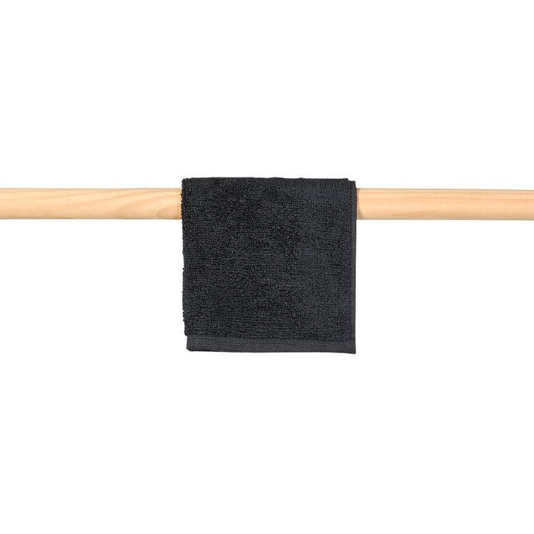 Living & Co Plush Plain Face Towel Black, , hi-res