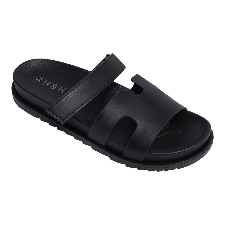 H&H Women's Tally Slides, Black, hi-res