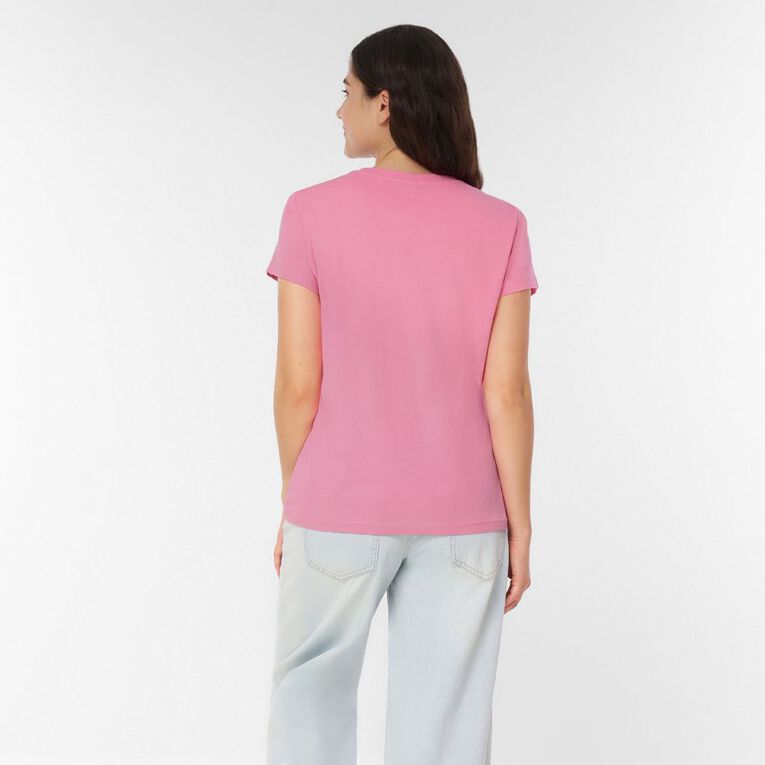 H&H Women's Short Sleeve Crew Neck Cotton Tee, Pink Mid, hi-res