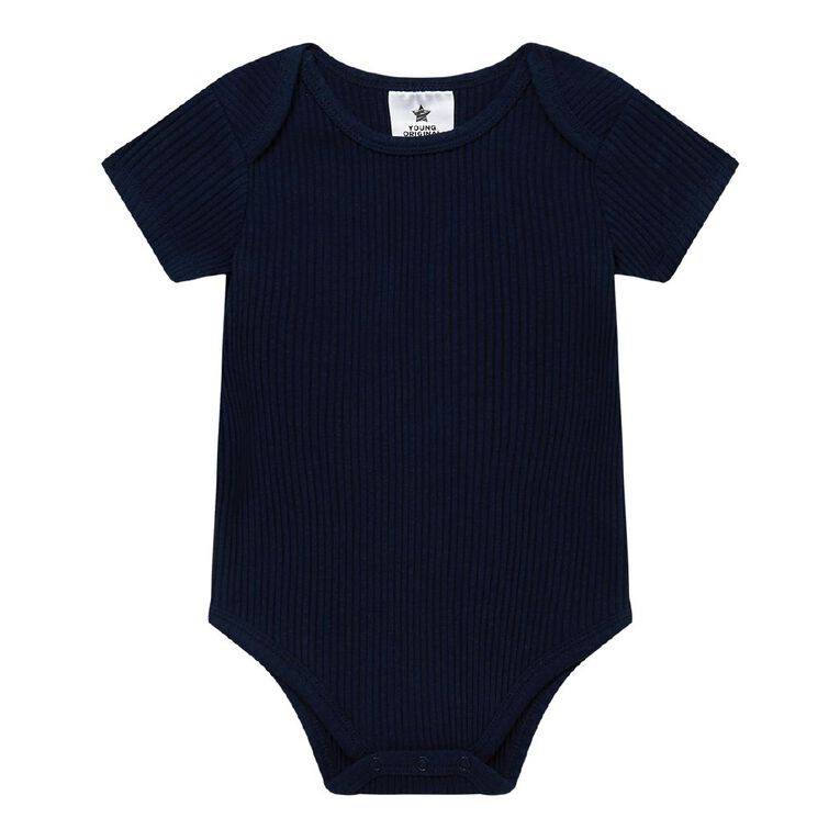 Young Original Babies' Short Sleeve Rib Bodysuit 3 Pack, Blue Light, hi-res