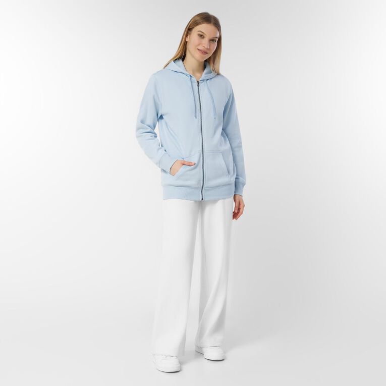 H&H Women's Zip-Thru Washed Hoodie, Blue, hi-res