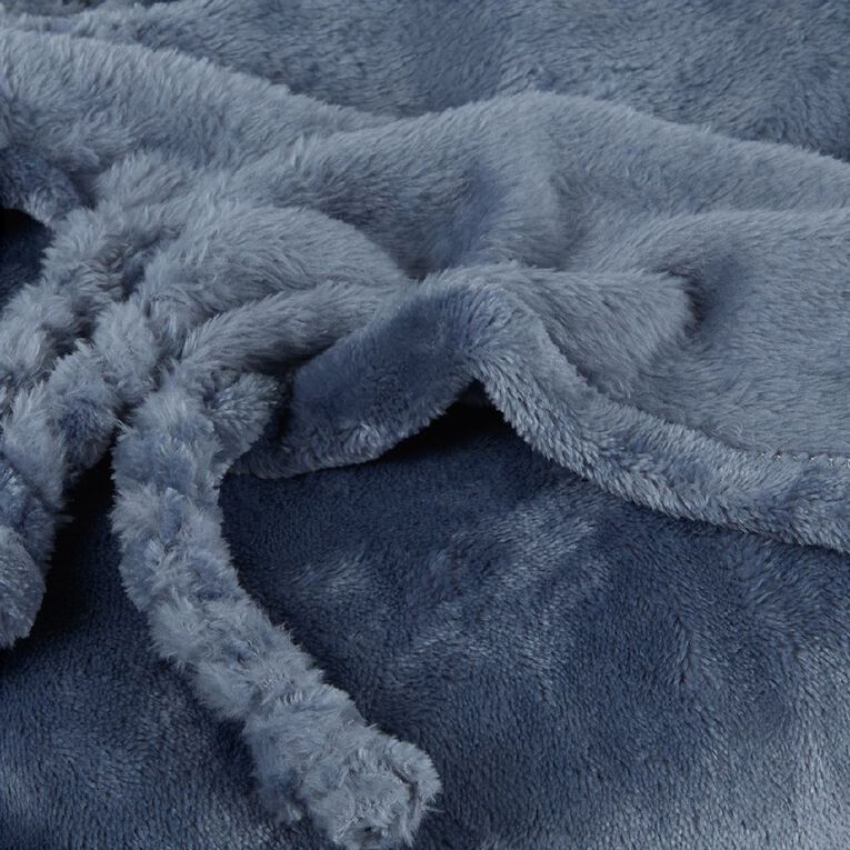 Living & Co Throw Plush Blue 127cm x 152cm, , hi-res