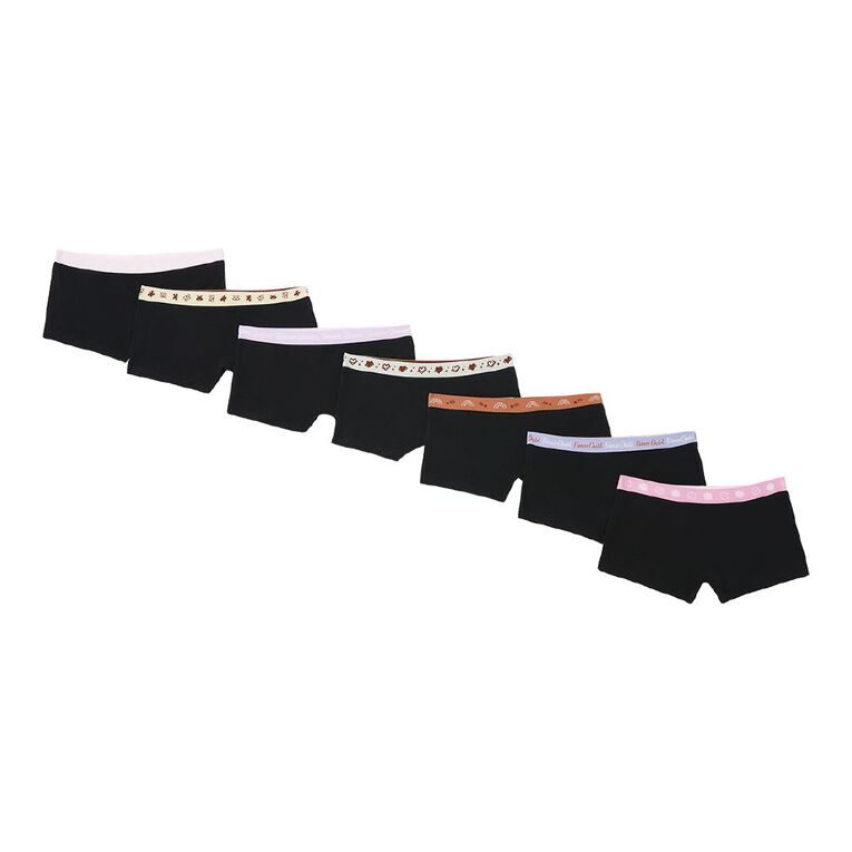 H&H Girls' Shortie 7 Pack, Black, hi-res