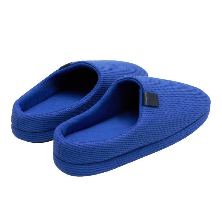 H&H Men's Waffle Scuff Slippers, Blue Dark, hi-res