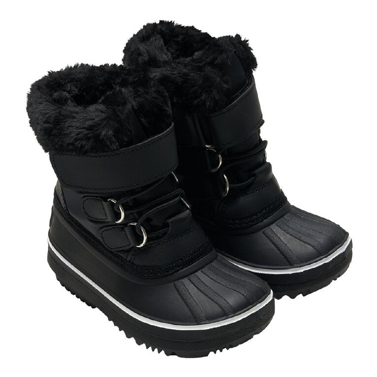 Active Intent Junior Kids' High Top Snow Boots, Black, hi-res