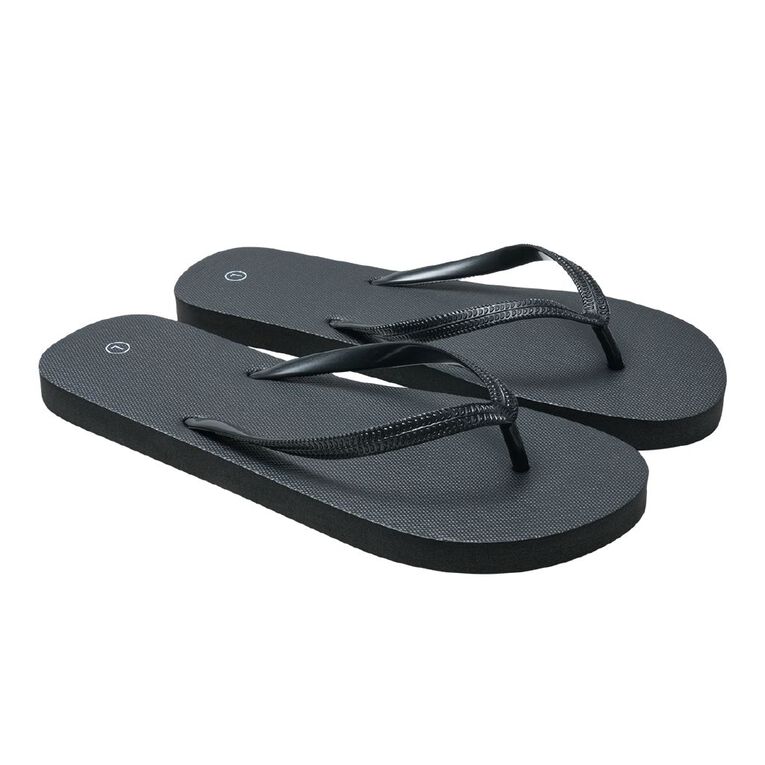 H&H Women's Plain Jandals, Black, hi-res