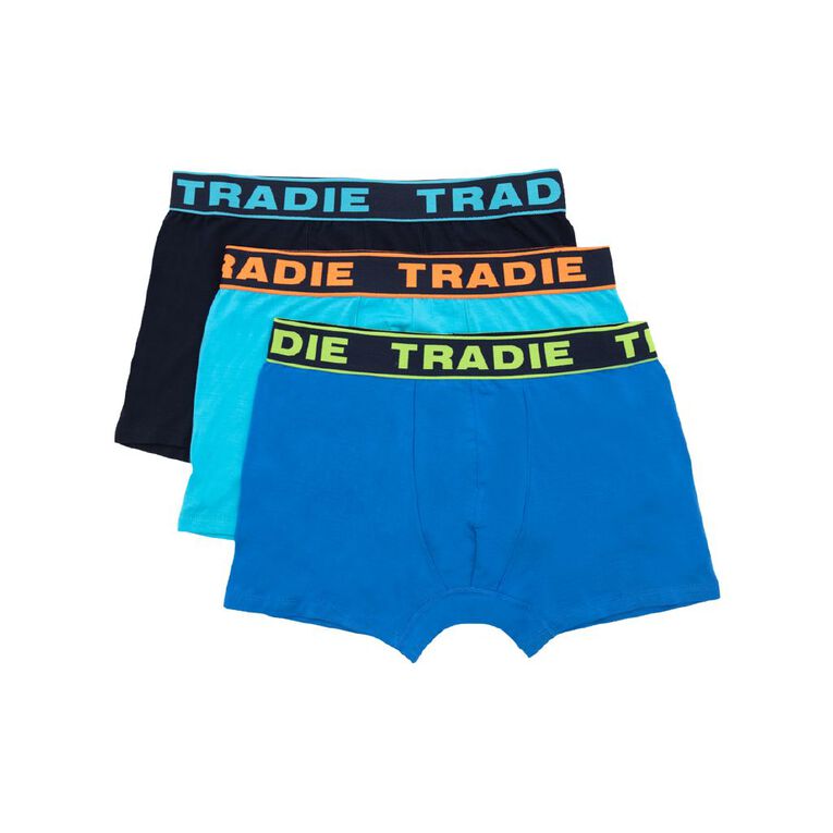 Tradie Men's Bamboo Trunks 3 Pack, Blue Mid, hi-res