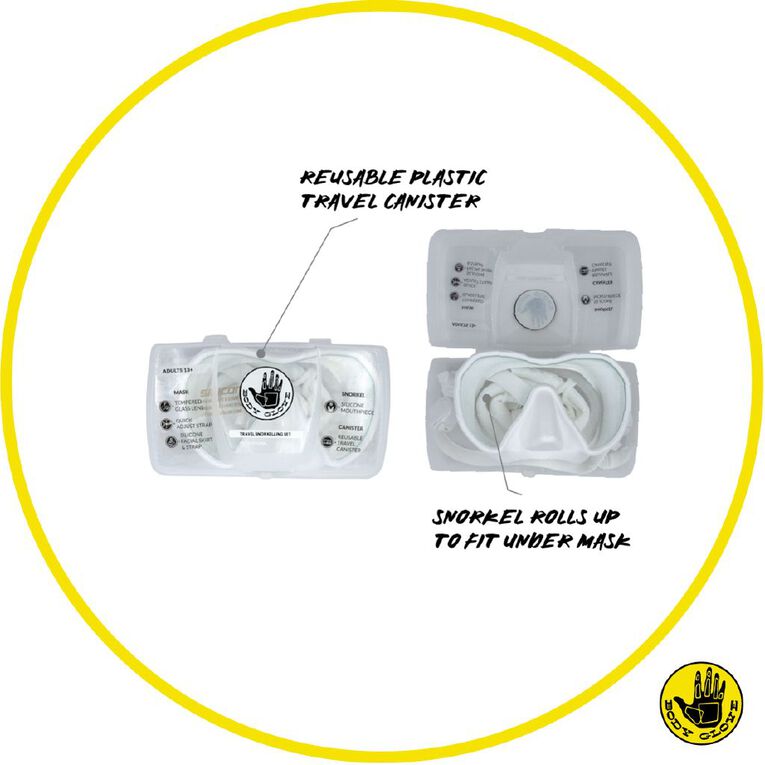 Body Glove Adults Travel Snorkel set White, , hi-res